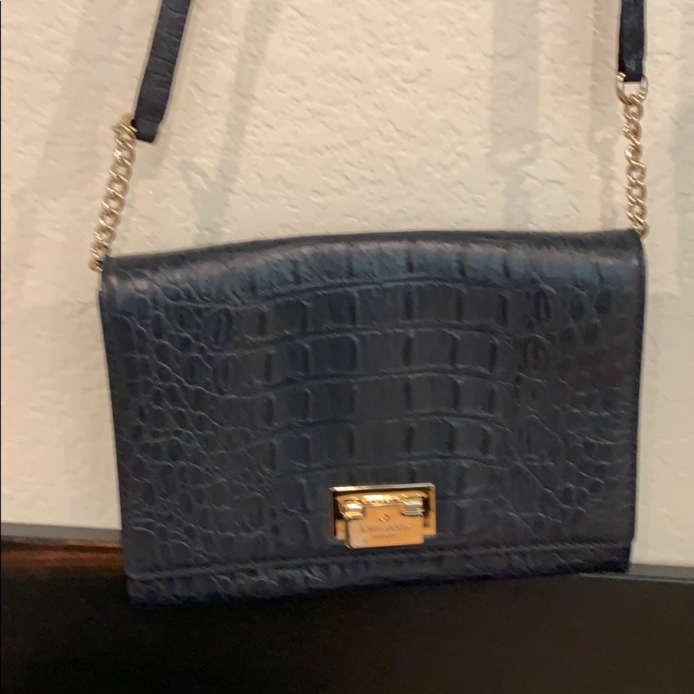 Kate Spade navy blue snake skin cross body purse